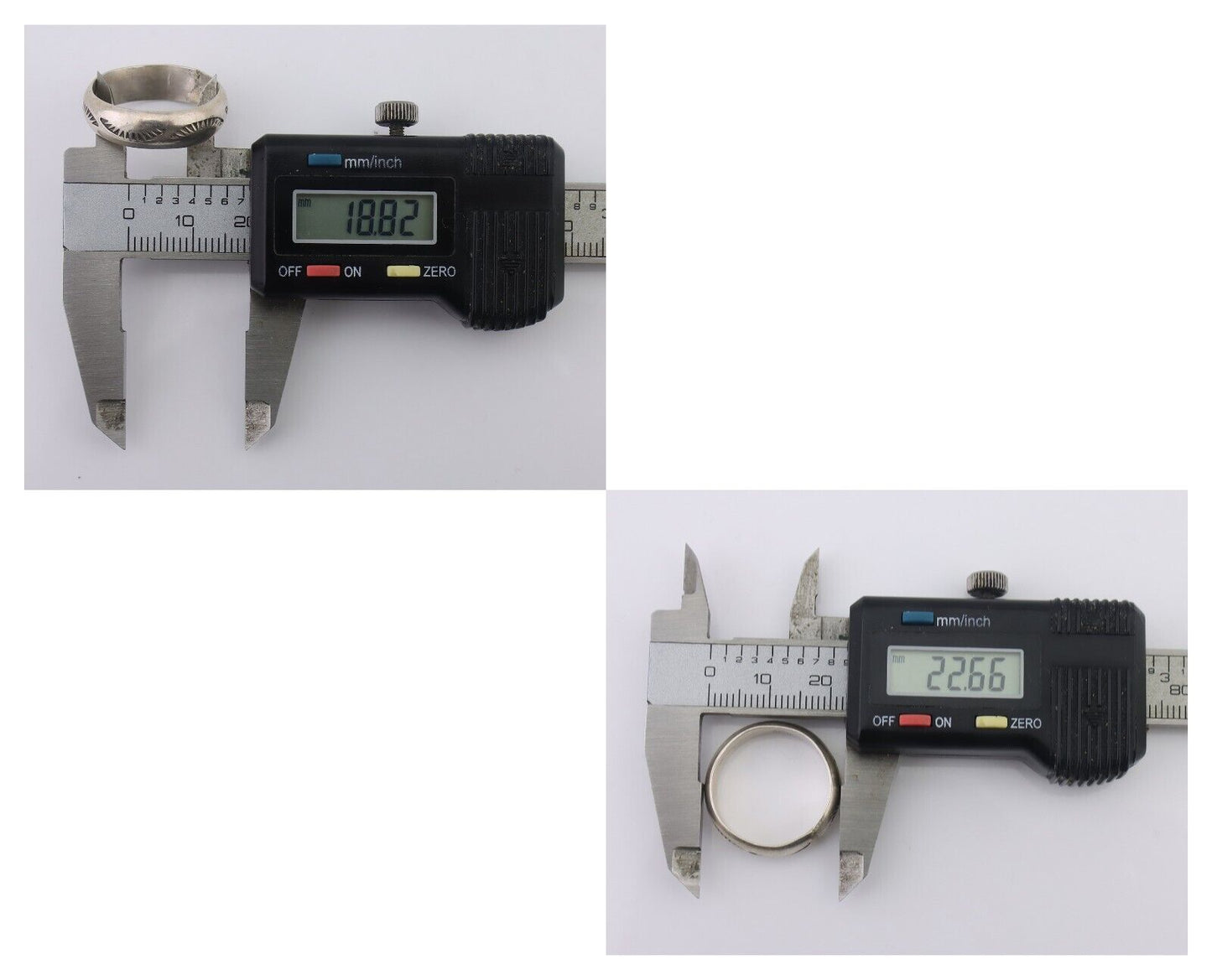 Navajo Hand Stamped Band 925 Silver 6.0 mm Signed Larry Chavez Size 9.0 C.80's