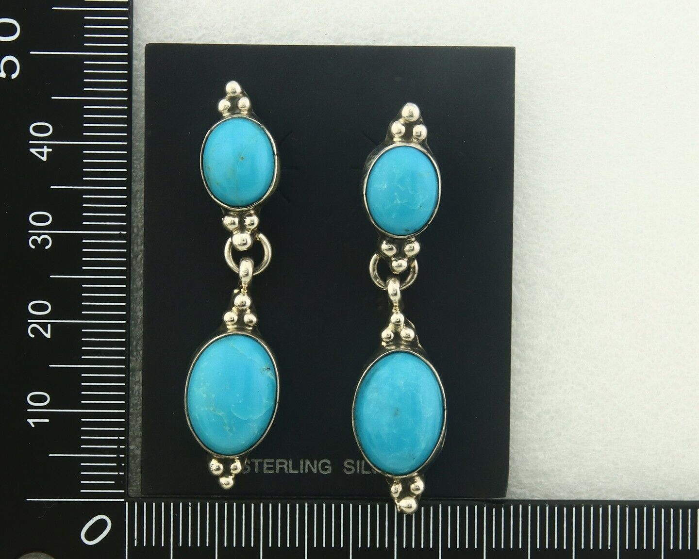 Navajo Earrings 925 Silver Natural Turquoise Native American Artist C.80's