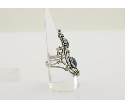 Navajo Ring 925 Silver Natural Denim Lapis Artist Signed Prairie Fire C.80's