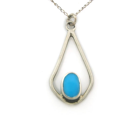 Navajo Necklace Sterling Silver Natural Blue Turquoise Vintage
