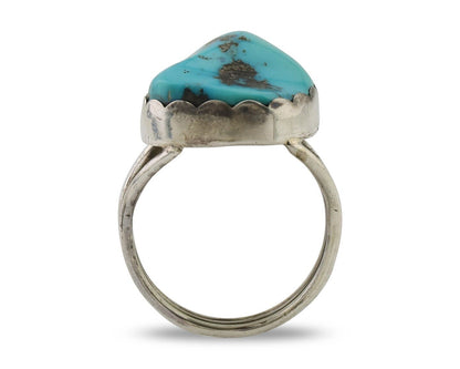Navajo Ring 925 Silver Natural Blue Turquoise Signed Tony Guerro C.80's