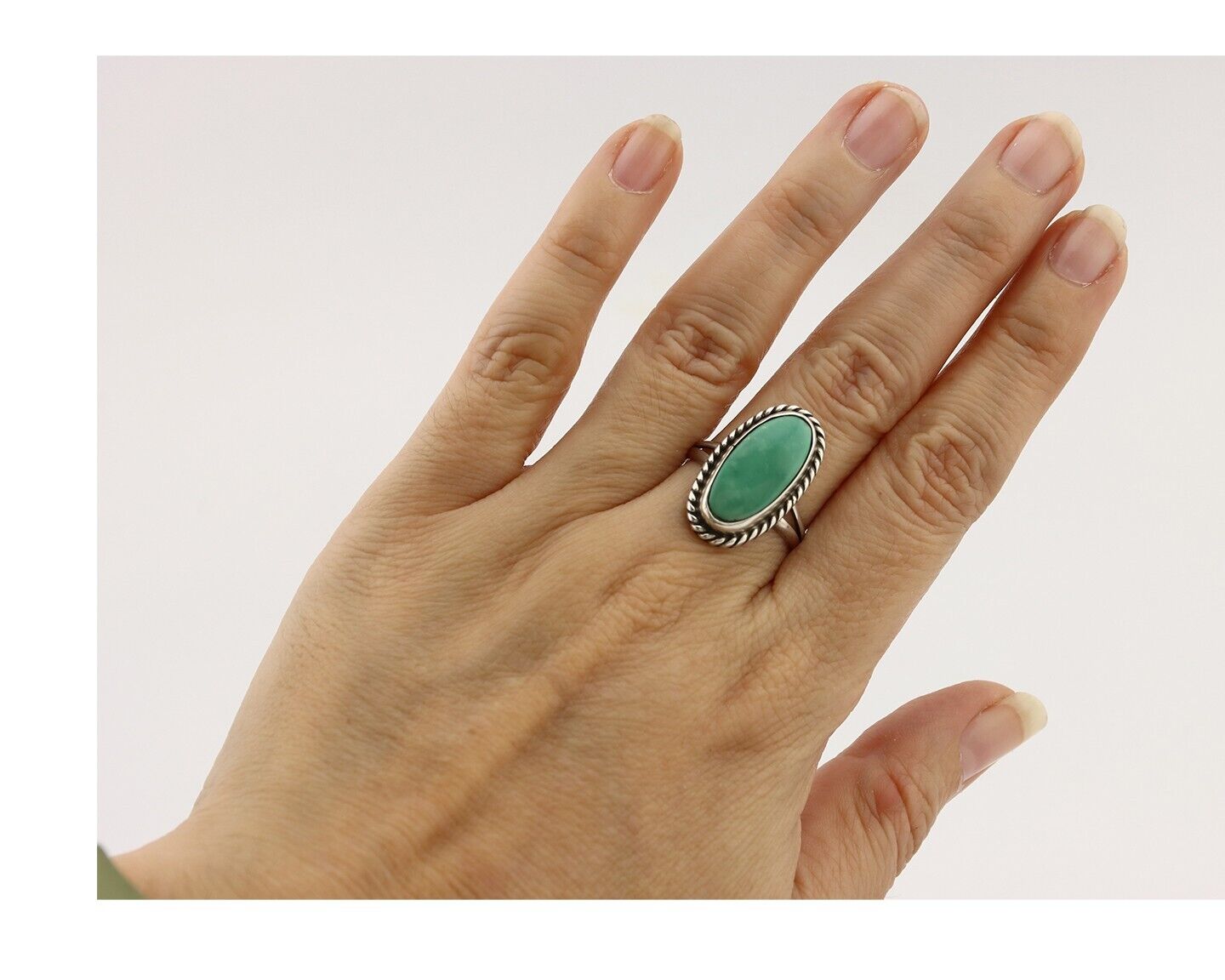 Navajo Ring 925 Silver Kingman Turquoise Artist Signed M Montoya C.80's