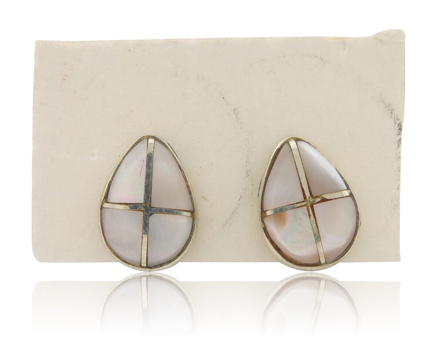 Navajo Earrings 925 Silver Pink Mussel Native American Artist C.80's