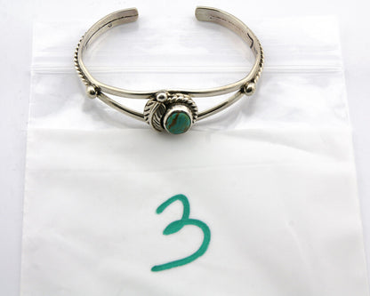 Navajo Bracelet .925 Silver Turquoise Mountain Signed Calvin Peterson C.80's