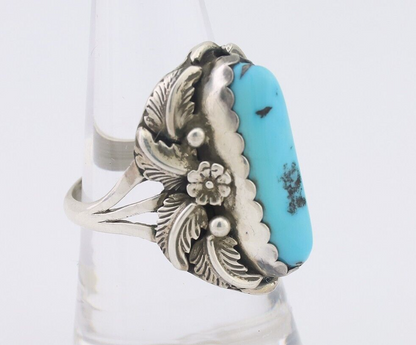 Navajo Ring 925 Silver Sleeping Beauty Turquoise Signed Julia Martinez C.80's