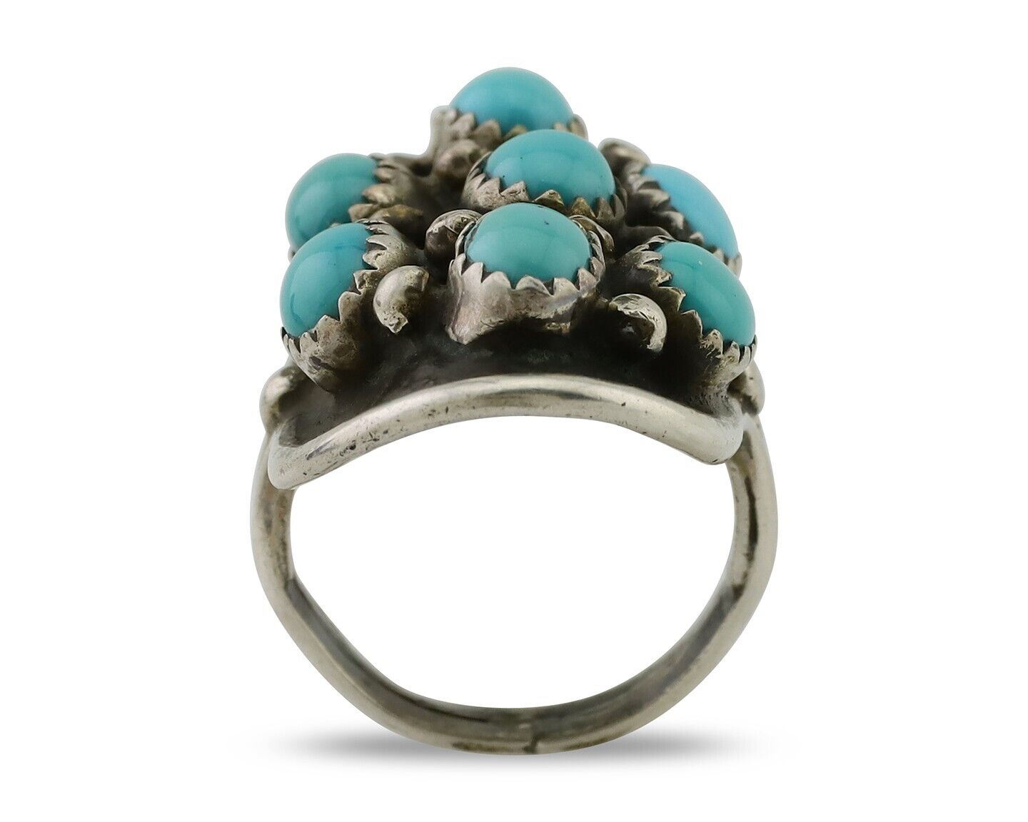 Navajo Handmade Ring 925 Silver Kingman Turquoise Artist Signed HL C.80's