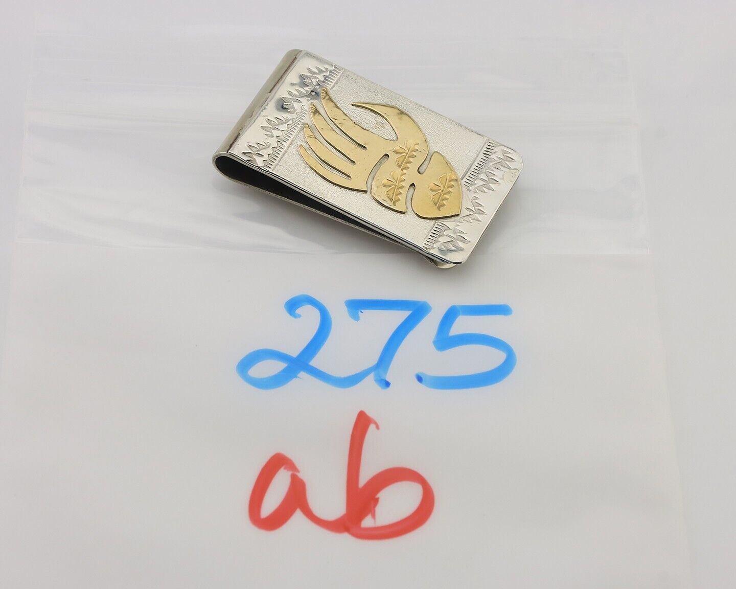 Navajo Money Clip .925 Silver Gold Plate & .999 Nickle Native Artist C.80's