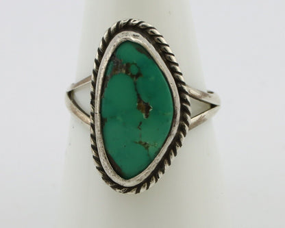Navajo Ring 925 Silver Natural Turquoise Artist Signed Rabbit Stick C.80's