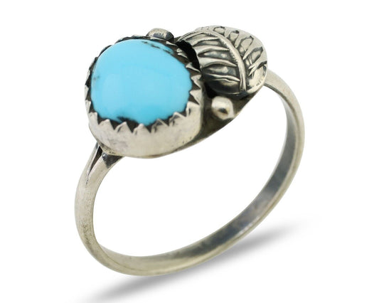 Navajo Ring 925 Silver Sleeping Beauty Turquoise Native American Artist C.80's