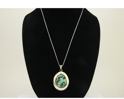 Navajo Necklace 925 Silver Natural Turquoise Artist Signed C Montoya C.80's