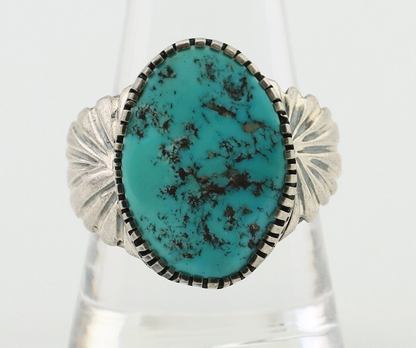 Navajo Ring 925 Silver Blue Sleeping Beauty Turquoise Artist Signed DK C.80's