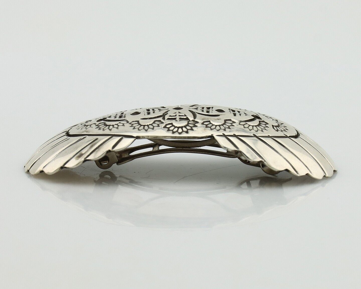 Women's Navajo Hair Clip Hand Stamped 925 Silver Native American Artist C.80's