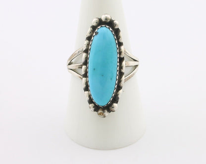 Navajo Ring .925 Silver Sleeping Beauty Turquoise Signed SkyStone Creations C80s