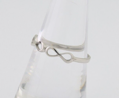 Infinity Heart Promise Ring 925 Solid Silver Size 8.0