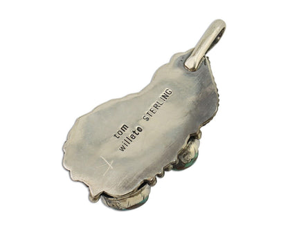 Navajo Pendant 925 Silver Natural Bisbee Turquoise Signed Tom Willeto C.80's