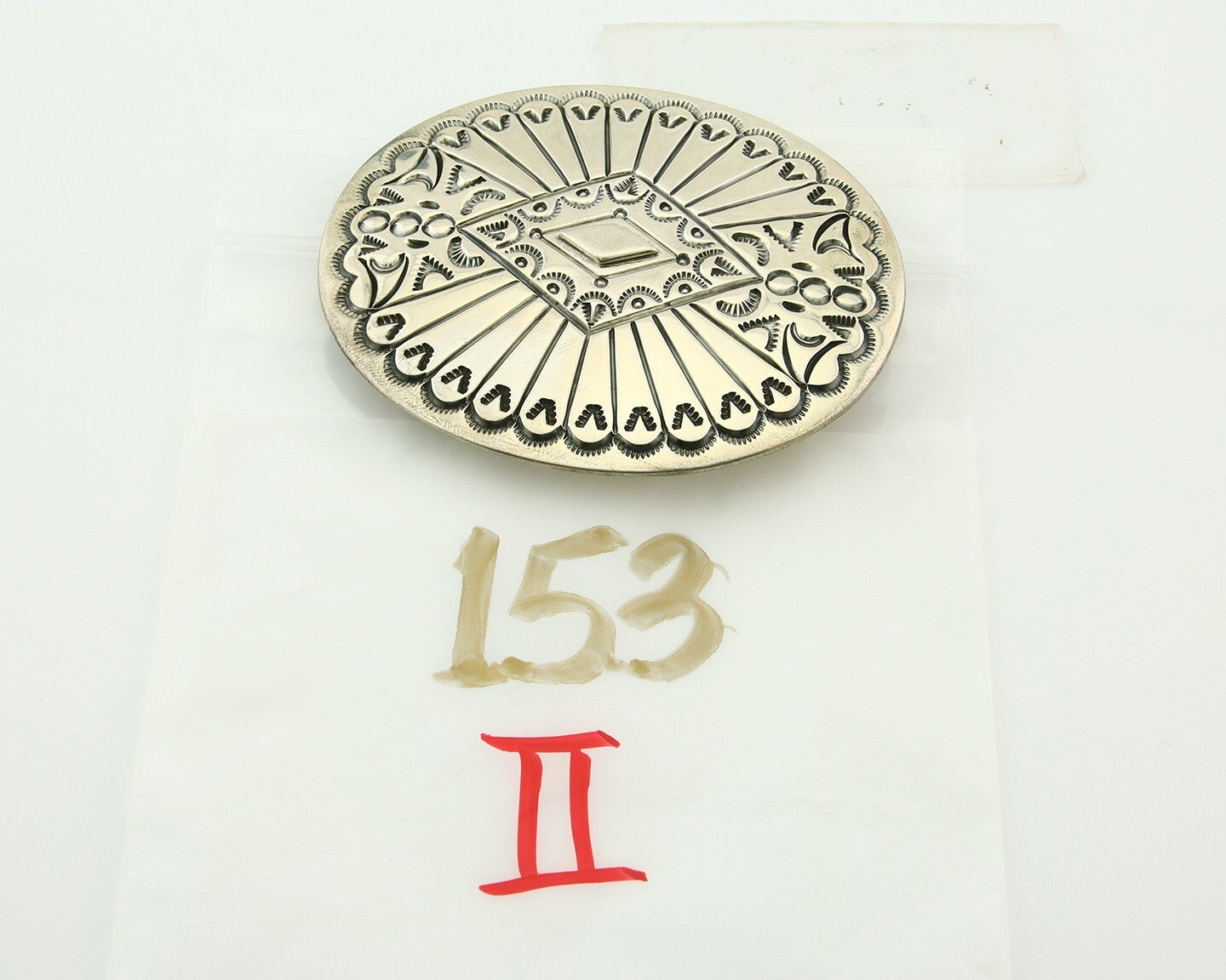 Navajo Belt Buckle 925 Sterling Silver Artist Signed Tim Guerro 2.5x3 in C.80's