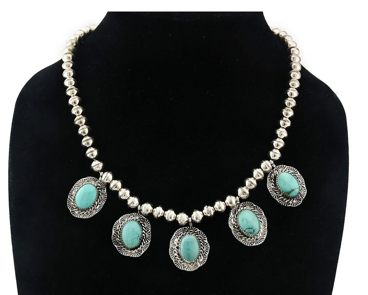 Navajo Necklace Earring Set Sterling Silver Vintage Handmade Signed Snail C.80's