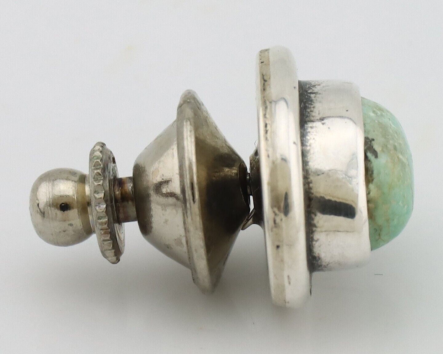 Navajo Tie Tack 925 Silver Natural Mined Turquoise Native American Artist C.80's