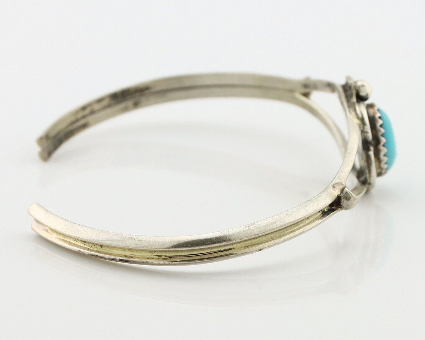 Navajo Handmade Bracelet 925 Silver Natural Blue Turquoise Native American C80s