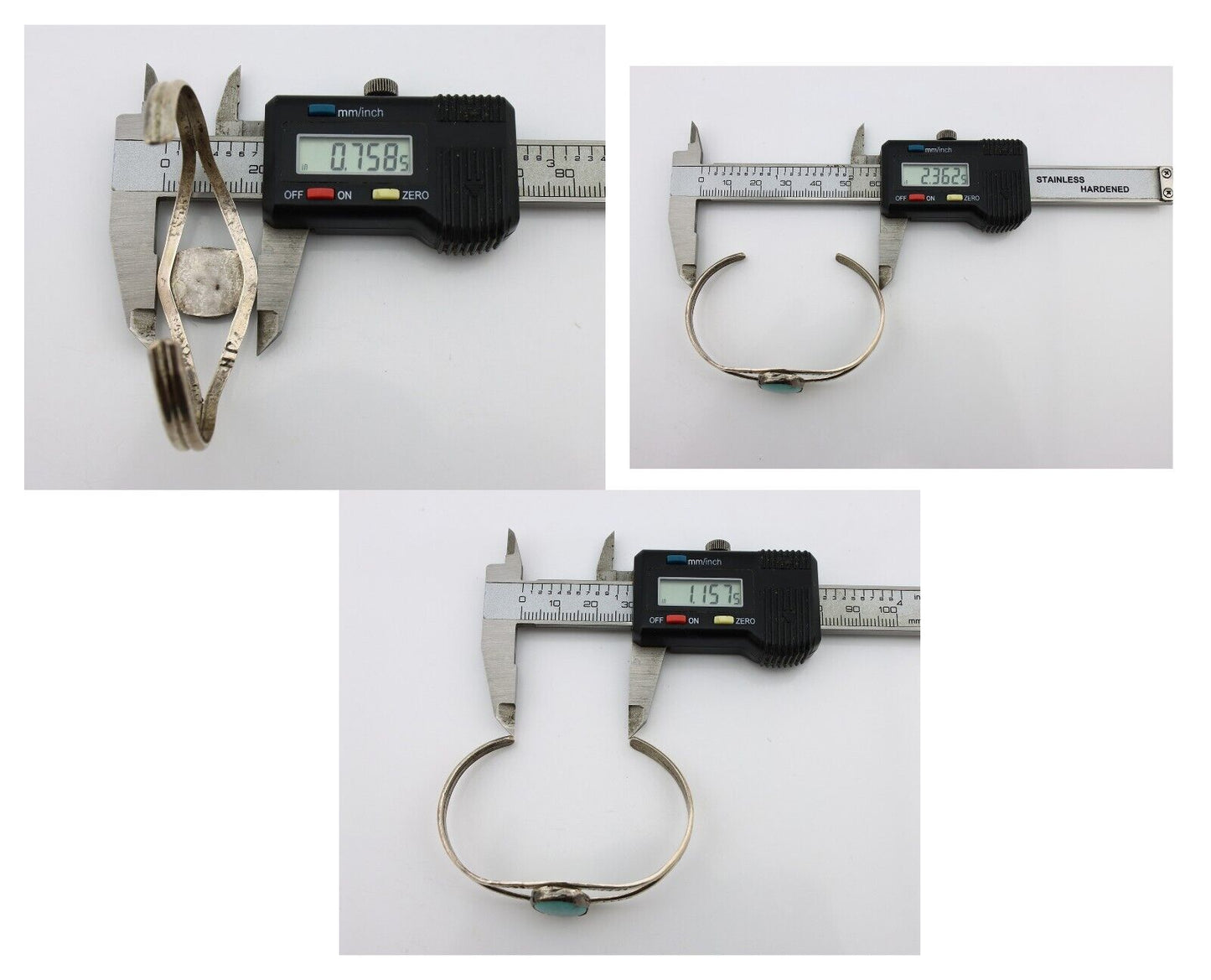 Navajo Bracelet 925 Silver Natural Blue Turquoise Artist Signed JH C.80's