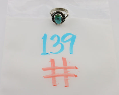 Navajo Ring 925 Silver Spiderweb Turquoise Native American Artist C.80's