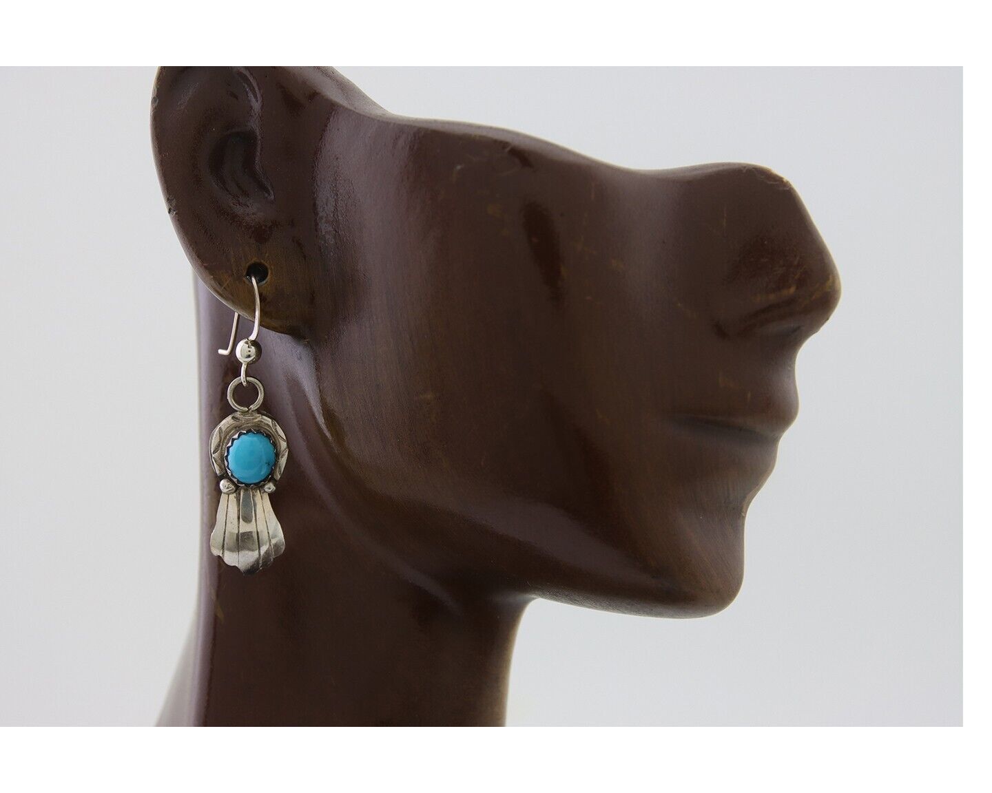 Navajo Earrings 925 Silver Blue Turquoise Artist Signed Kee Tsosie C.80's