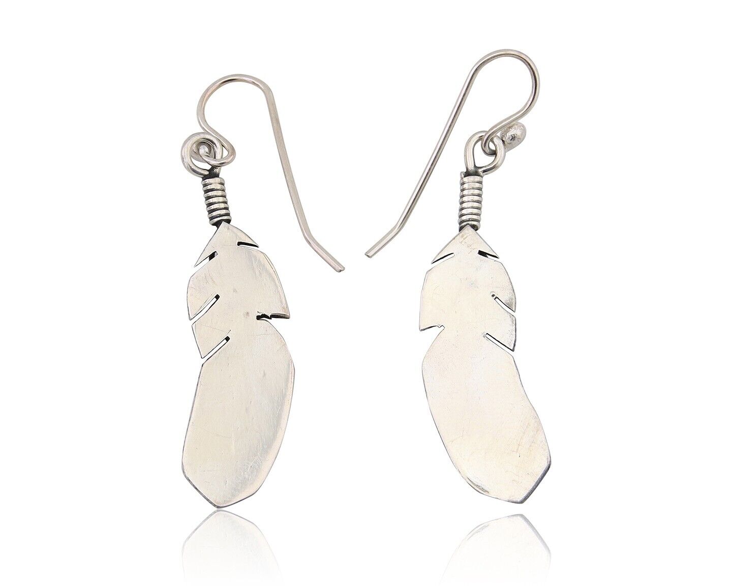 Navajo Eagle Feather Dangle Earrings 925 Silver Native American Artist C.80's