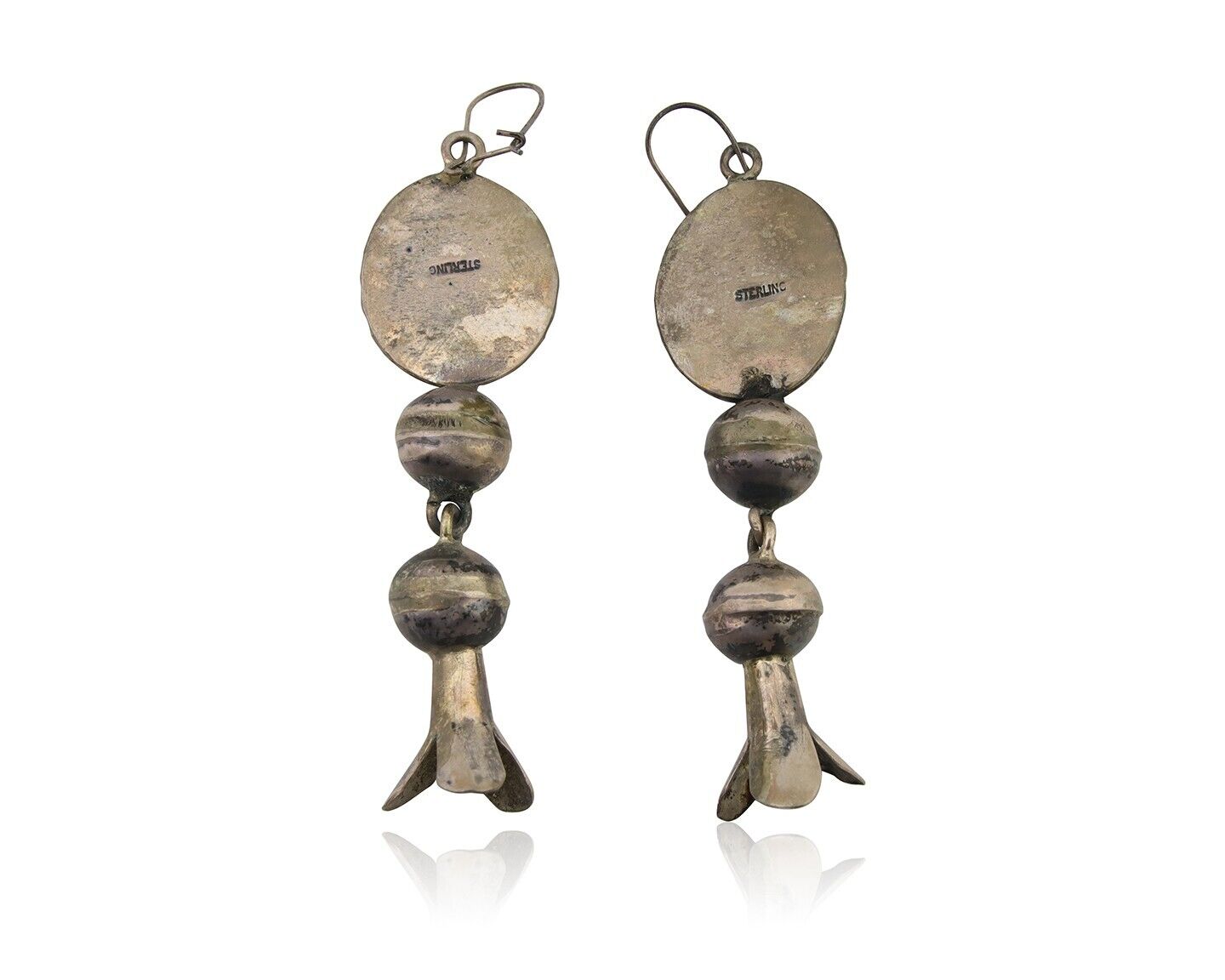 Navajo Dangle Squash Earrings 925 Silver Natural Turquoise Native Artist C.80's