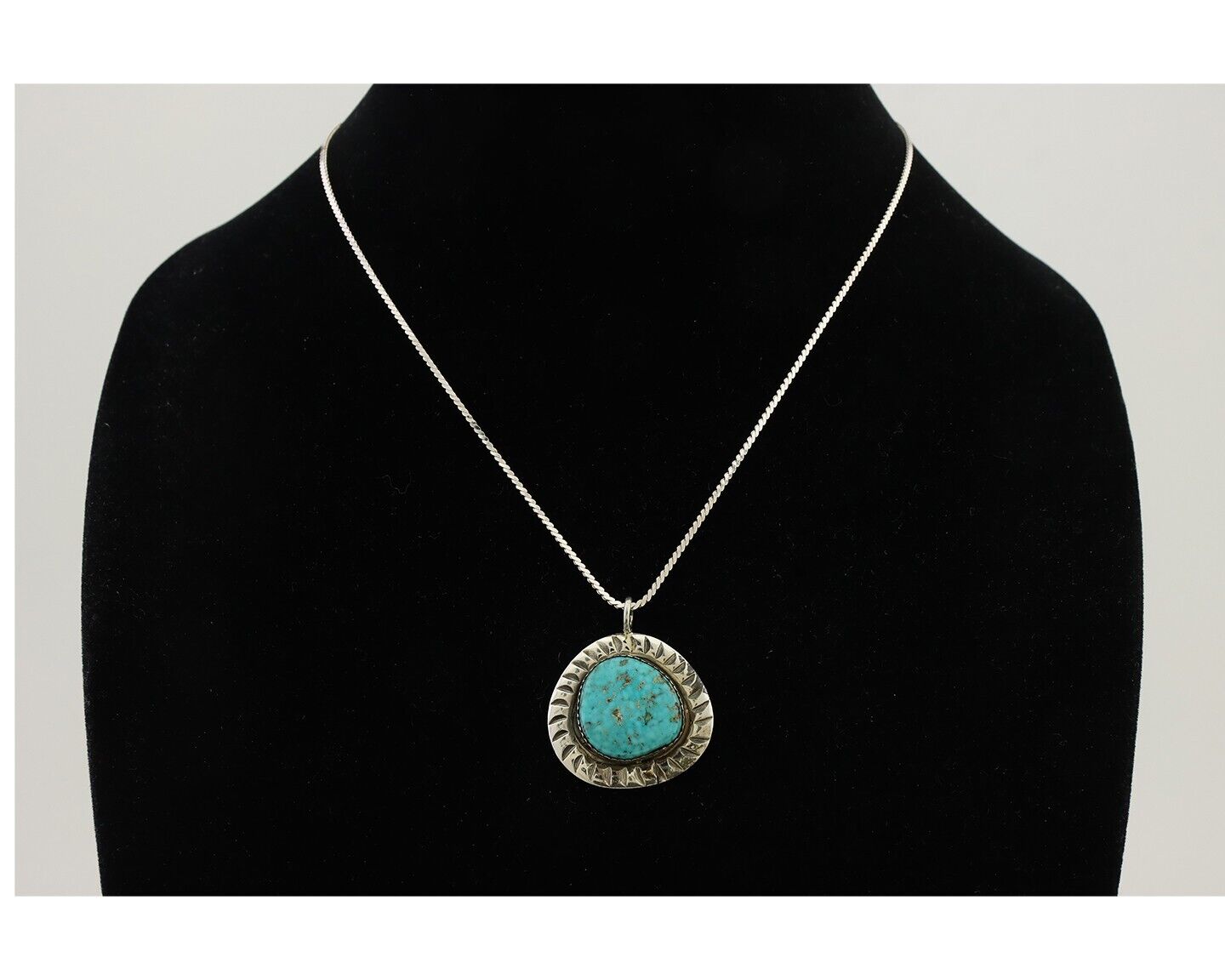 Navajo Pendant 925 Silver Natural Blue Turquoise Artist Signed Yazzie C.80's