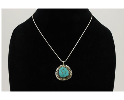 Navajo Pendant 925 Silver Natural Blue Turquoise Artist Signed Yazzie C.80's