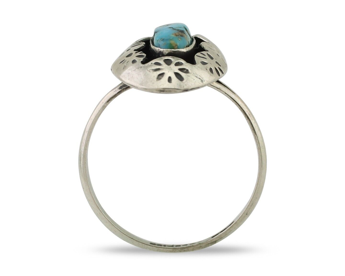 Navajo Ring 925 Silver Natural Blue Turquoise Native American Artist C.80's