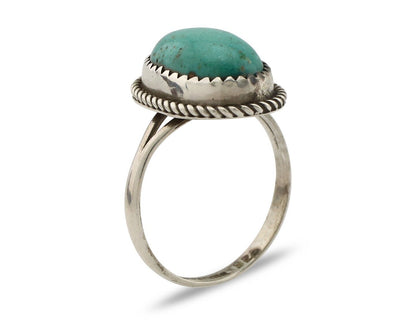 Navajo Ring 925 Silver Kingman Turquoise Artist Native American Signed C.80's