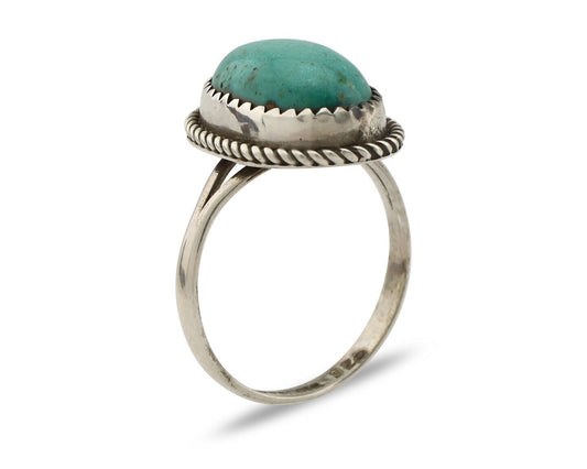 Navajo Ring 925 Silver Kingman Turquoise Artist Native American Signed C.80's