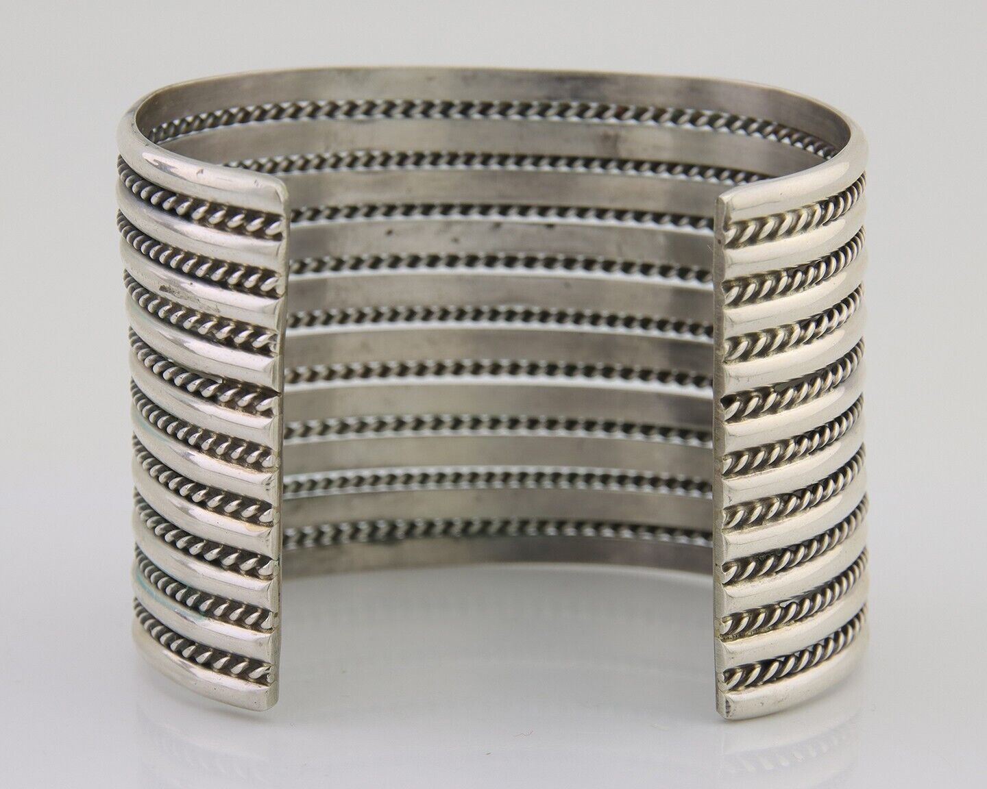 Navajo Wide Cuff 925 SOLID Silver Bracelet Artist TAHE C.80's