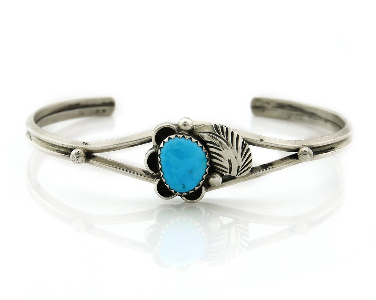 Navajo Cuff Bracelet 925 Sterling Silver Turquoise Vintage Handmade