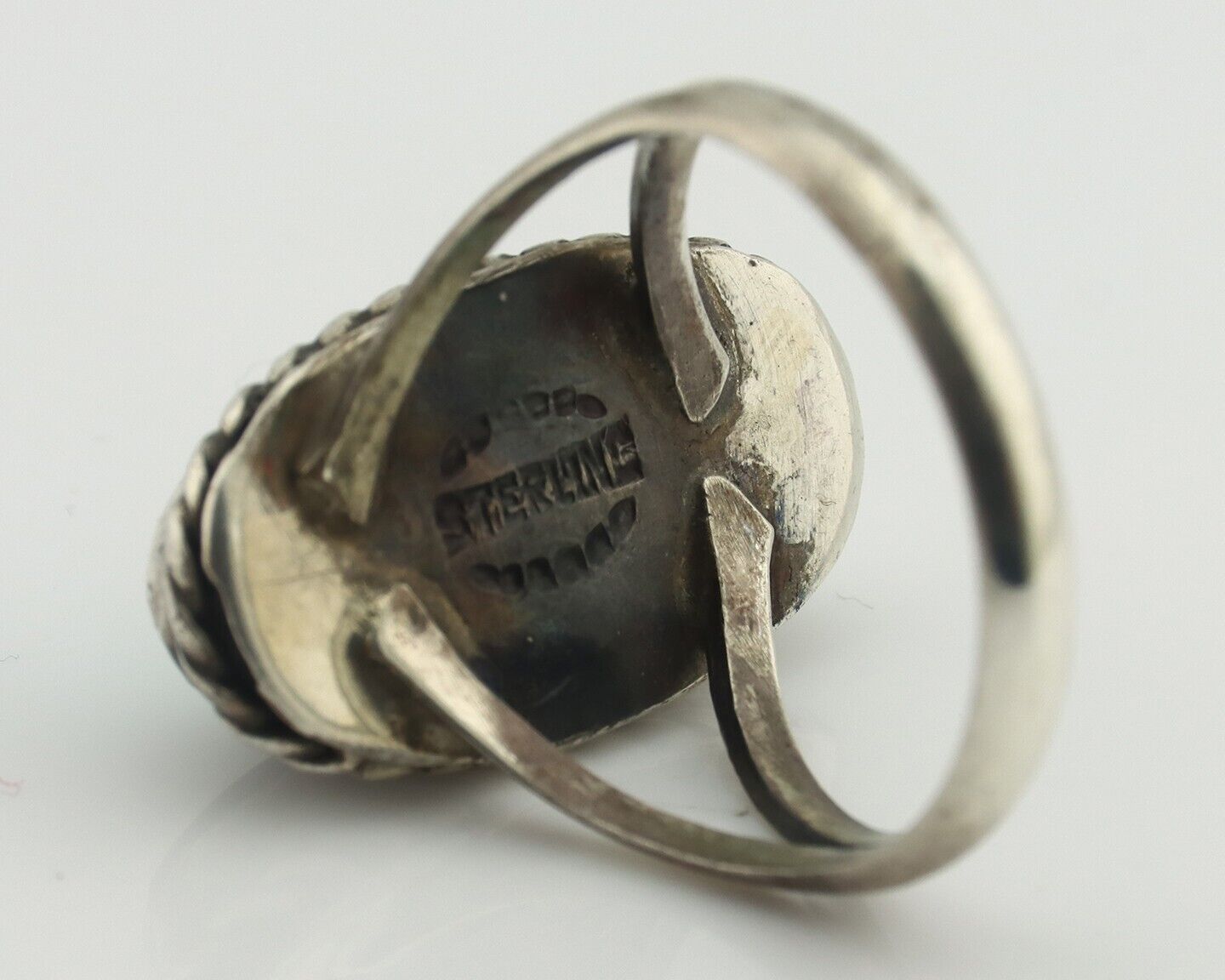 Navajo Ring 925 Silver Natural Blue Turquoise Native American Signed C.80's