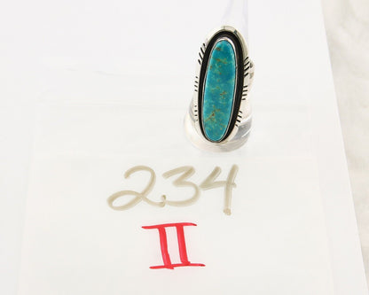 Navajo Ring 925 Sterling Natural Mined Turquoise Signed USA C.80's Size 7.5