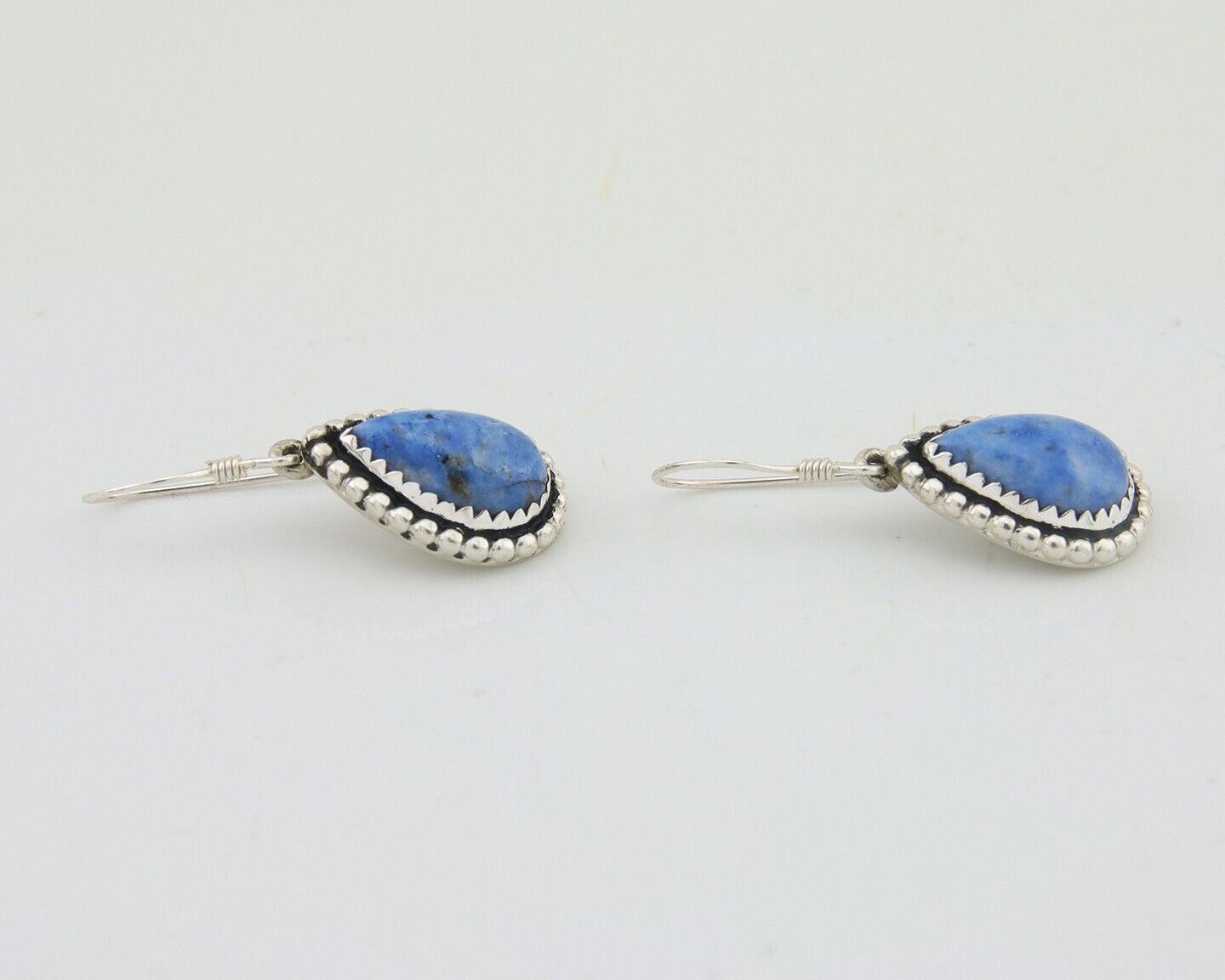 Navajo Earrings 925 Silver Blue Denim Lapis Artist Signed First Eagle C.80's