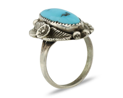 Navajo Ring 925 Silver Sleeping Beauty Turquoise Signed SC C.80's