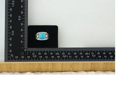 Men Vintage Nugget Ring 925 Sterling Turquoise Artist Signed SC Size 10