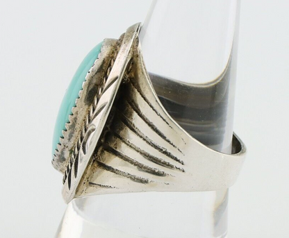 Navajo Ring 925 Silver Kingman Turquoise Artist Signed JMC C.80's