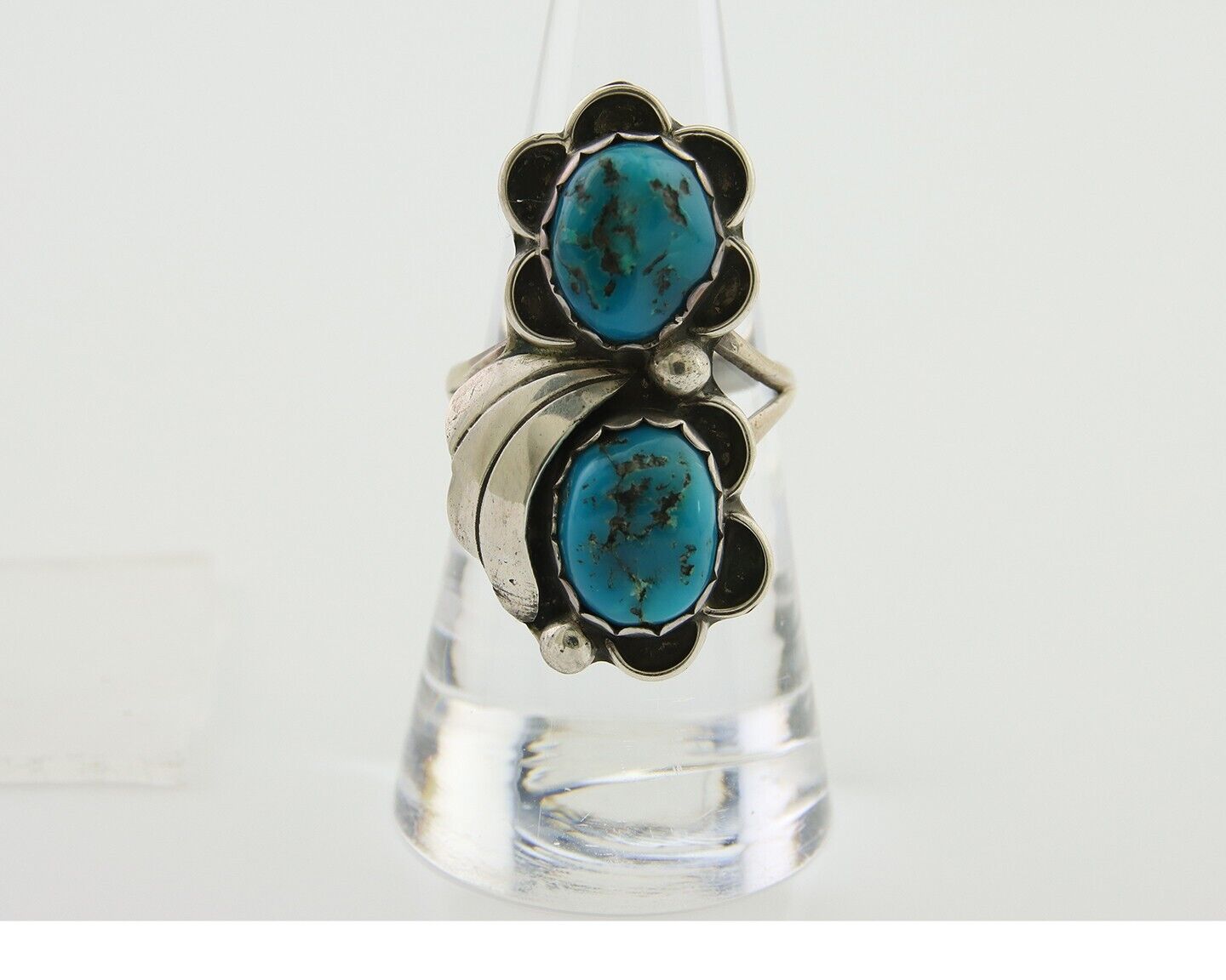 Navajo Handmade Ring 925 Silver Turquoise Artist Signed F C.80's