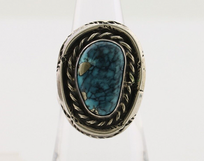 Navajo Handmade Ring 925 Silver Spiderweb Turquoise Native American Artist C.80s