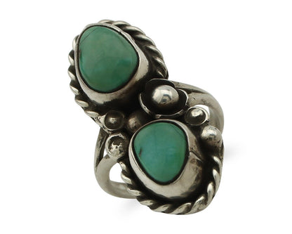 Navajo Ring 925 Silver Natural Blue Turquoise Native American Artist C.80's