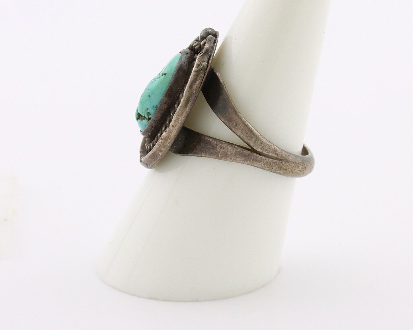 Navajo Ring 925 Silver Blue Turquoise Native American Artist C.80's