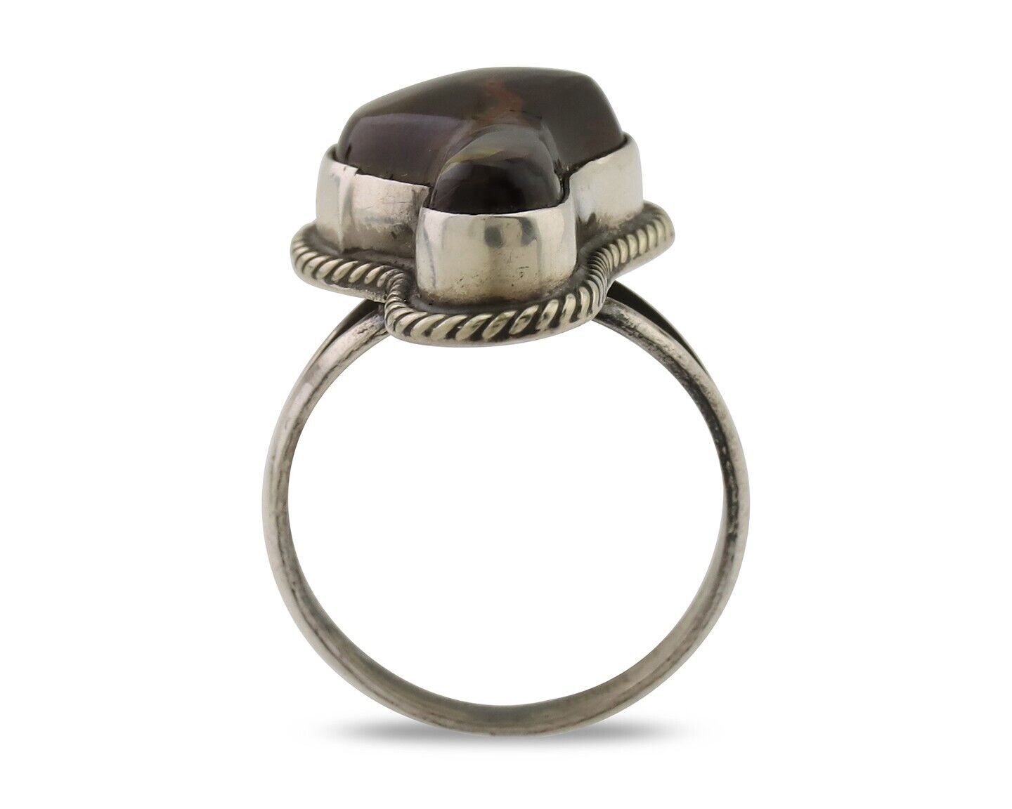 Navajo Handmade Ring 925 Silver Natural Fire Opal Native Artist Size 6.5 C.80's