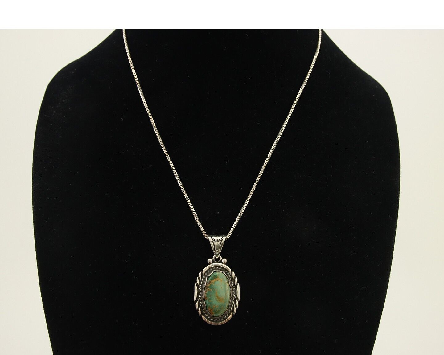 Navajo Necklace 925 Silver Natural Turquoise Artist Signed Sunrise C.80's