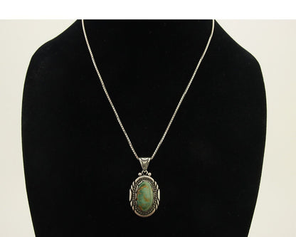 Navajo Necklace 925 Silver Natural Turquoise Artist Signed Sunrise C.80's