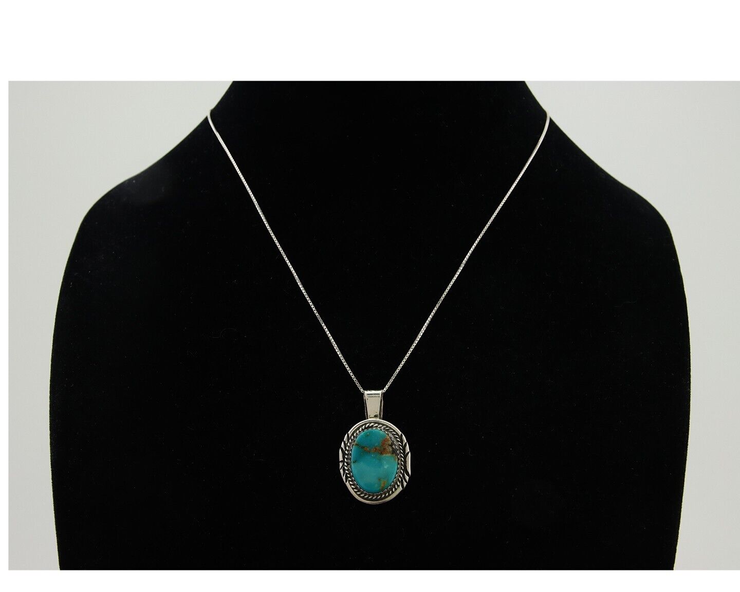 Navajo Necklace 925 Silver Natural Blue Turquoise Artist Signed Mike Begay C.80s