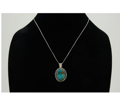Navajo Necklace 925 Silver Natural Blue Turquoise Artist Signed Mike Begay C.80s